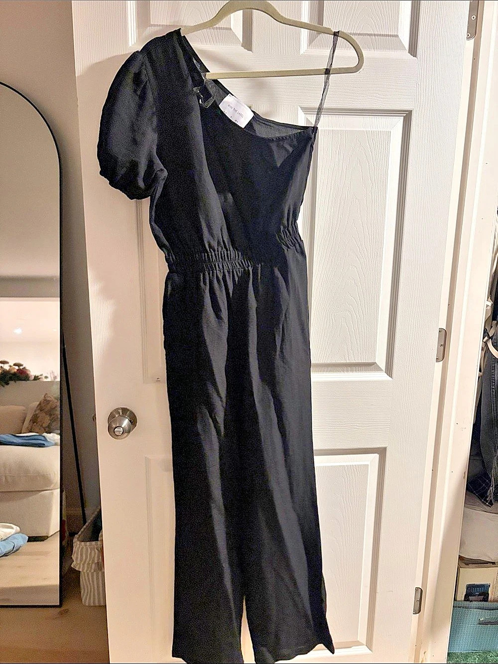 MVN THE LABEL Puff Sleeve One Shoulder Jumpsuit Like New